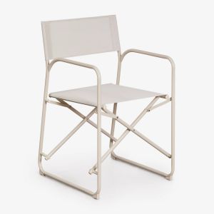 Pack de 4 chaises de r&eacute;alisateur pliantes en acier Melida Tapioca Beige - Neuf