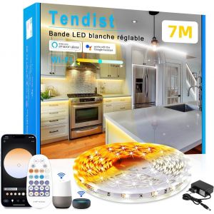 Bande Led Blanc Chaud Compatible Alexa, 3000k Blanc Froid 6500k Bande Led Blanche Avec Télécommande, Dimmables Pour Éclairage Sous Meubles Pour Cuisine Et Vitrines (3000-6500k, 7m) - Neuf