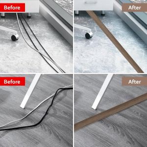 TIANYI-Petit passe-câbles flexible, autocollant, 5 m x 2 cm, cache-câbles flexible, facile à couper, montage pour tous les câbles d'alimentation, maison, bureau, entrepôt (grain de bois A) - Neuf