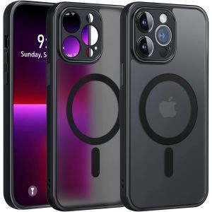 TRAHOO-Protection Cam&eacute;ra Coque pour iPhone 13 Pro 6,1 Charge sans Fil Magn&eacute;tique, Compatible avec MagSafe &Eacute;tui Housse iPhone 13 Pro Anti-Jaune de T&eacute;l&eacute;phone Antichoc, Anti-Rayures (Noir) - Neuf