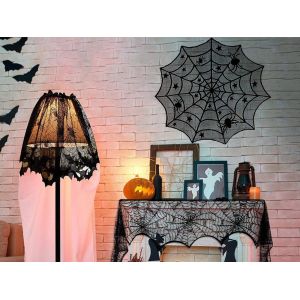 Kit de d&eacute;coration d'Halloween avec nappe, chauves-souris et housse de chemin&eacute;e - Neuf