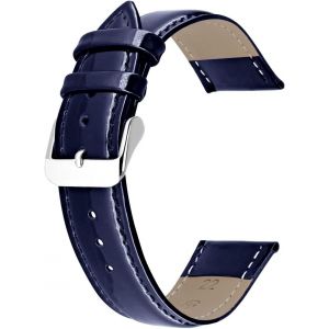 Kal-Bracelet De Montre En Cuir Véritable Brillant Pour Hommes Femmes Noir Bleu Rouge Avec Boucle Argent Or Rose 12mm 14mm 16mm 18mm 20mm 22mm - Neuf