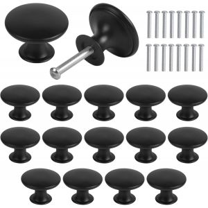 Lot de 16 boutons de meuble vintage, 30 mm, ronds, pour tiroirs de cuisine et tables de chevet (noir). - Neuf