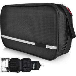 MAA-Trousse de toilette 4 en 1 à suspendre - Grande trousse de toilette avec crochet - Pour homme et femme - Étanche - Avec 4 compartiments - Pliable - Pour les voyages, le camping - Noir, Noir , Mod - Neuf
