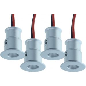 4 Mini Spots LED Encastrables, 12V 1W 100 Lumens, Large Angle de Lumière 120°, Trou de 15mm, Ø20X25mm (Blanc, Blanc Froid 6500K) - Neuf