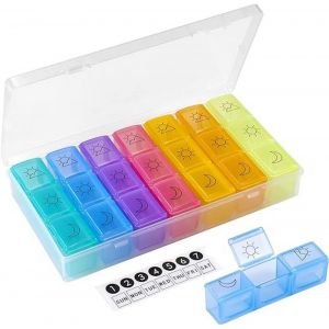 Pilulier 7 Jours,Semainier Petit Matin Midi Soir,Pilulier Portable Avec Trois Grands Compartiments Séparés Pour Médicaments,Vitamines,Comprimés De Calcium,Etc. - Neuf