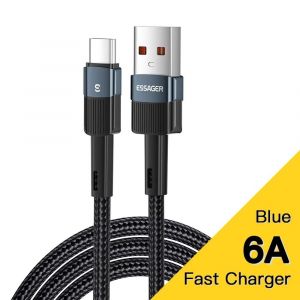 ESKAL-Essager-Câble Usb Snaptype C Pour Recharge Rapide Et Transfert De Données, Cordon De Chargeur 66W Pour Huawei P40 Pro P30 Et Samsung S21 Ultra S20,0,5 M,Blue - Neuf