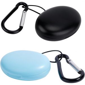 2pcs &Eacute;tui pour &Eacute;couteurs, Ovale &Eacute;tui pour Bouchons d'Oreille Porte Cl&eacute; &Eacute;couteurs Organisateur &Eacute;couteurs Mini &Eacute;tui de Rangement pour Voyage Activit&eacute;s de Plein Air (Noir, Bleu) - Neuf
