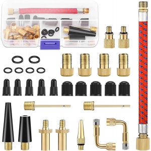 Kal-Embout Pompe Vélo 32 Pièces, Embout Gonfleur Ballon Avec Boîte De Rangement, Adaptateur De Valve De Vélo Dv Av Sv, Vélo Pompe Valve Connecteurs, Adaptateur D'aiguille De Pompe - Neuf