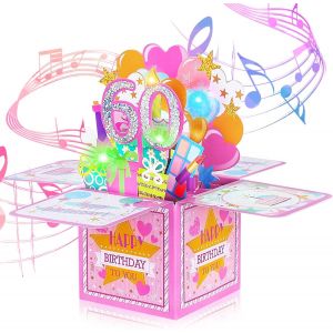 Carte Anniversaire Femme 60 Ans - Carte de Voeux Musicale 3D Pop Up, Cadeau de Joyeux d'Anniversaire Fille, Idéal Pour Les Maman, Ami, MèRe, S?Ur, Petite Amie, Compagnon, FêTe de Famille - Neuf