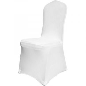 Housses De Chaise De Mariage 1 Pièces Housse De Chaise Blanche Housse De Chaise De Banquet Pour Chaises Sans Accoudoirs Polyester Et Élastique Spandex Soirée Célébration Decorat - Neuf
