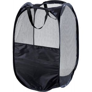 LETNERNY-1 Panier À Linge Pliable Avec Poignées Durables, Sac À Linge Portable En Maille Avec Poignée, Idéal Pour La Maison, La Chambre D'Enfant, L'Université, Le Dortoir, Les Voyages (Noir) - Neuf