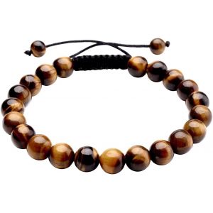 Asas-8mm Bracelet Oeil De Tigre Réglable Tressé À La Main Pierre Naturelle Précieuse Extensible Elastique Tibétin Bouddhiste Bijoux Bracelet Femme Homme - Neuf