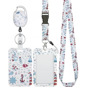 KALANKA-Porte Badge coulissant à la mode avec clip mousqueton rétractable et lanière détachable Protecteur de carte vertical pour femme infirmière enseignante étudiante - Neuf