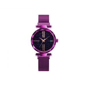 Montre &Agrave; Quartz Ciel &Eacute;toil&eacute; Violet Pour Femme R050 Avec Surface En Cristal Bleu - Neuf