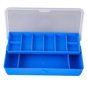 Bo&icirc;te De Mat&eacute;riel De P&ecirc;che Robuste Multi Grilles Bo&icirc;te D'app&acirc;ts De P&ecirc;che L&eacute;g&egrave;re &Agrave; Double Couche Accessoire De P&ecirc;che -Bleu - Neuf