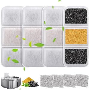 Filtres De Fontaine &Agrave; Eau Pour Chat W4-S1, 4 Filtres De Rechange Et 4 &Eacute;ponges En Mousse Pour Fontaine &Agrave; Eau En Acier Inoxydable, Fontaine &Agrave; Eau Pour Chat Pour Boire, Garde L'eau Propre Et - Neuf