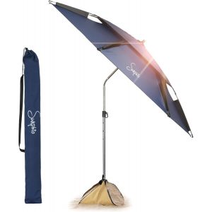 Ulteronixshop-Parasol Plage 220 Cm, Anti Uv Protection 50, Anti Vent, Solide, Inclinable, Compact, Grand Parasol Rond De Plage, R&eacute;sistant Au Vent - Neuf