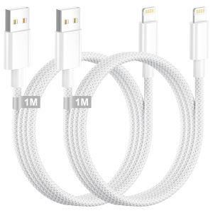KALANKA-C&acirc;ble iPhone, Cable Lightning 1M/Lot de 2 Certifi&eacute; MFi Cable Chargeur iPhone Charge Rapide Cable iPhone USB Cable 1M Nylon Fil Chargeur iPhone USB Cordon pour iPhone 14 13 12 11 Pro Max/XS/XR - Neuf