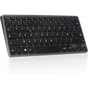 - Clavier Sans Fil Bluetooth, Mini Clavier Azerty Français, Clavier Léger Silencieux, Clavier Bluetooth 90H D'Autonomie, Rechargeable Usb C, 14 Raccourcis Multimédias - Noir - New - Neuf