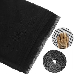 Moustiquaires Fenêtre, 120 x 250 cm Moustiquaire Fenetre Recoupable, Rouleau de Moustiquaire, Moustiquaire Fenetre Scratch, Fibres de Verre Moustiquaire Pour Fenêtres et Portes Anti-Insectes(Noir) - Neuf