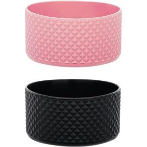 Letnerny-2pcs Manchons De Protection Antidérapants En Silicone Pour Stanley Quencher Adventure 12-24oz Protection En Silicone, Sans Bpa Manchon En Silicone Pour Stanley Bouteille (Noir/Rose) - Neuf
