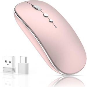 Souris sans fil double mode pour ordinateur rose - Neuf