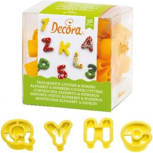 Sjzg-, 0255084 Kit D'emporte-Pi&egrave;ces Lettres Et Chiffres Petits 2 X H 1,6, Le Kit Id&eacute;al Pour Cr&eacute;er Des D&eacute;corations En P&acirc;te &Agrave; Sucre Ou En P&acirc;te &Agrave; Gomme, Fabriqu&eacute; En Italie, Ensemble De 36 Pi&egrave;ces. - Neuf