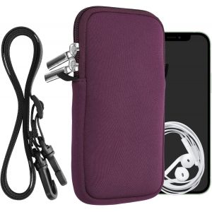 Housse De Protection Universelle Pour Smartphone L - 6,5"" - Pochette Protection Téléphone Portable En Néoprène Avec Collier Ajustable - Bordeaux Foncé[Car781415] - Neuf
