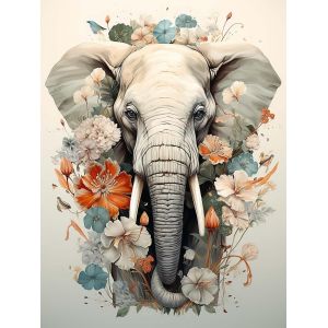 Ayuhr-5d Kit Complet De Broderie Diamant Éléphant - Peinture Diamant Fleurs Rond Point De Croix - Décoration Murale Pour Chambre, Diy Diamond Painting Maison 30x40cm - Neuf