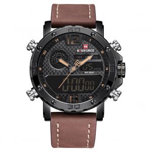 Montre-Bracelet Electronique Tendance Pour Homme, Etanche, En Pu, Avec Boitier Noir Et Kaki, Naviforce - Neuf