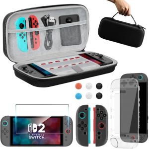 Hljhj-Étui Rigide Pour Nintendo Switch 2 - Switch 2 2025 Accessoire Avec Housse De Transport Avec 12 Emplacement Carte Coque Rigide Transparente Pour Switch 2 Console Joy Con Verre Trempe - Neuf