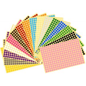 Pastille Autocollante De Couleur, 4160pcs Gommettes Autocollantes Rondes, 16 Feuilles 8mm &Eacute;tiquettes De Codage Adh&eacute;sifs Pour Calendriers Scolaires Bureau Carte Artisanat Art (16 Couleurs) - Neuf
