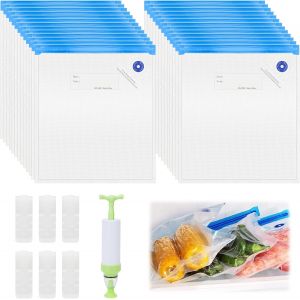 Ulteronixshop-Sac Sous Vide Alimentaire Avec Pompe 30x34cm, 26pcs Sac Congelation Reutilisable Sans Bpa, Sacs De Conservation Sous Vide Zip, Sac Stockage Sous Vide Pour Fruits Viande Pain - Neuf