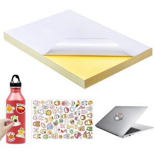 Papier Autocollant Imprimante,Papier Autocollant Jet D'encre,Feuilles de Papier Autocollant,80 Pièces Imprimable Étiquette en Papier,Compatible avec les Imprimantes Laser,Jet D'encre,A4 - Neuf