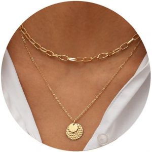 Kal-Collier Femme Or Multirang 14k Plaqué Or Femme Sautoir Colliers Long Fantaisie Boheme Cordon Collier Pour Pendentif Croix Et Rond Perle Chaine Idee Cadeau Anniversaire Bijoux Enfant Ado Fille - Neuf