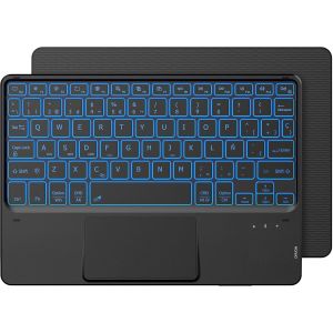 Clavier Bluetooth Avec Pavé Tactile, [Clavier Espagnol] Sans Fil Avec 7 Couleurs Rétroéclairé Bluetooth Compatible Avec Ios, Tablette Android, Windows 10 Pouces, Noir[Z597] - Neuf