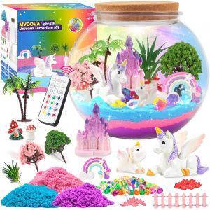 Unicorn Girl Gift, Bricolage Unicorn Terrarium Craft Set Avec Minuterie T&eacute;l&eacute;commande Et Lumi&egrave;res Color&eacute;es, Veilleuse Diy Kids, Unicorn Fairy Garden Craft Set, Cadeau Fille Pour Enfants - Neuf