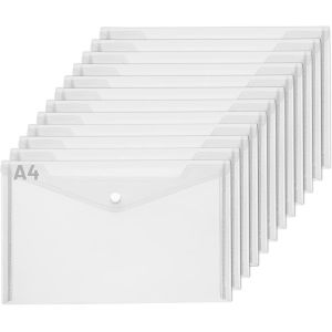12 pcs. Pochettes porte-documents, A4 Transparent Pochettes porte-documents avec bouton-pression,A4 Pochettes Portefeuille pour Fichier,Papier,Re&ccedil;us,Devoirs - Neuf