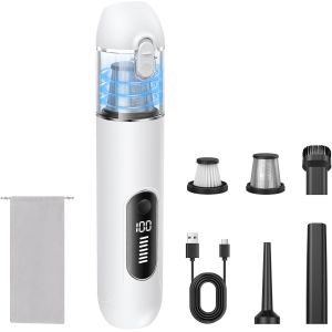 lbgwp60-Aspirateur À Main Sans Fil - 20000 Pa - Puissant - Mini Aspirateur Pour Voiture, Pc, Canapé, Maison, Fissures Et Coins, Peut Être Utilisé Comme Pompe De Gonflage Électrique,7500 Mah (Blanc) - Neuf