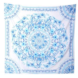 Hjlian Serviette De Plage Carree Imprimee 150 X 150 Cm, Couverture Suspendue, Decoration Murale, Bleu - Neuf