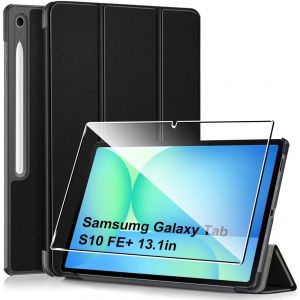 Coque Pour Samsumg Galaxy Tab S10 Fe+,Étui De Protection En Silicone Antichoc Avec Coins Renforcés,Fonction Support Souple Silicone Bumper Housse-Noir - Neuf