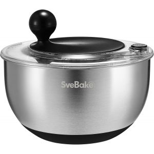 Letnerny-Essoreuse À Salade De 5,3 Qt En Acier Inoxydable Avec Bouton D'arrêt, Sans Bpa, Couvercle Transparent Et Trou De Drainage, Fond Antidérapant, Passe Au Lave-Vaisselle - Neuf