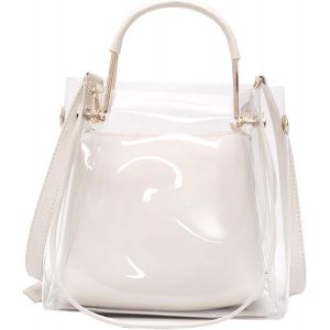 SJZG-Sac &Agrave; Main Transparent En Jelly, Sac &Agrave; Bandouli&egrave;re Femme Amovible, Sac &Agrave; Main De Type Cabas Avec Pochette S&eacute;par&eacute;e - Neuf