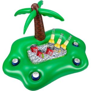 Bar Flottant Pour Piscine, Bar Gonflable Avec Porte-Gobelets, Palmier Inclus, Dimensions 95*55*55 Cm, En Pvc Durable Et L&eacute;ger, Id&eacute;al Pour Les Apr&egrave;s-Midis D&eacute;tente En Piscine - Neuf