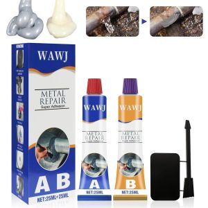 Glue,50ml Soudure Magique Colle,P&acirc;te de R&eacute;paration en M&eacute;tal Soudure &agrave; Froid Metal,Metal Mending Agent Metal Repair Glue pour R&eacute;parer Divers D&eacute;fauts de Moulage (25ml * 2) - Neuf