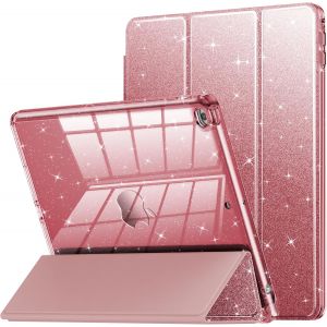 ELVORIX-&Eacute;tui pour iPad 6e/5e g&eacute;n&eacute;ration 9,7"" 2018/2017, iPad Air 2/Air 1&egrave;re jolie coque de protection transparente &agrave; paillettes pour enfants, filles, femmes, avec porte-crayon (or rose) - Neuf