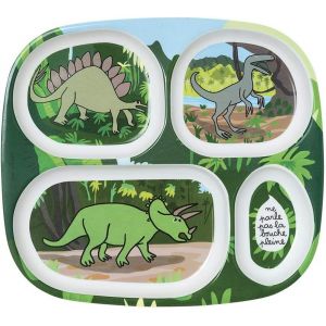 Kal-- Plateau À Compartiments - Diversification Alimentaire! Les Dinosaures - Pour Enfant 6mois+ - Mélamine - Sans Bpa - 24 X 21- Lavable Au Lave-Vaisselle - Multicouleurs - Neuf
