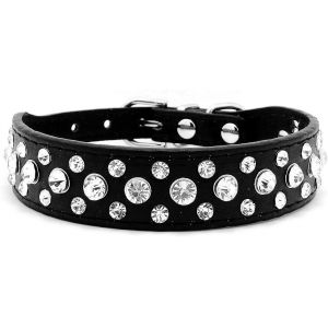 Eryi-Collier En Cuir Synthétique Avec Strass Pour Chien Ou Chat, Taille Xl, Noir - Neuf