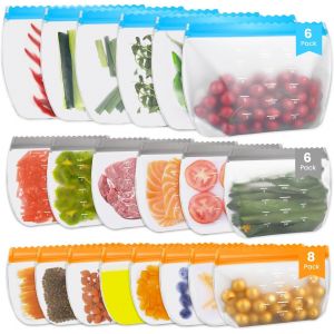Sac Congelation ,Lot De 20 Sacs En Silicone S Et Stand Up Sac Congelation Zip Pour Aliments Sac De Rangement Peva Pour Légumes Lait Collations Viandes Sans Bpa - Neuf